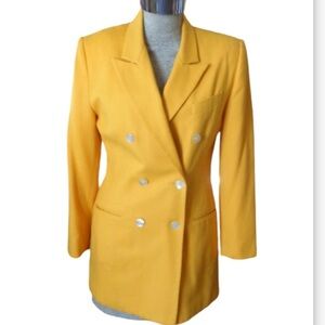 Georges Tharciano Yellow Double Breasted Blazer Sz 6 Women